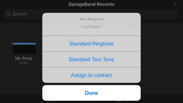 App GarageBand Assegna suoneria