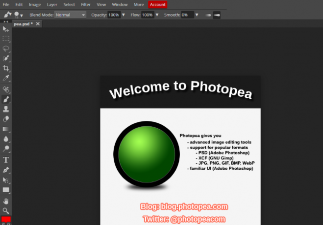 Usa Photopea come alternativa a Photoshop su Linux