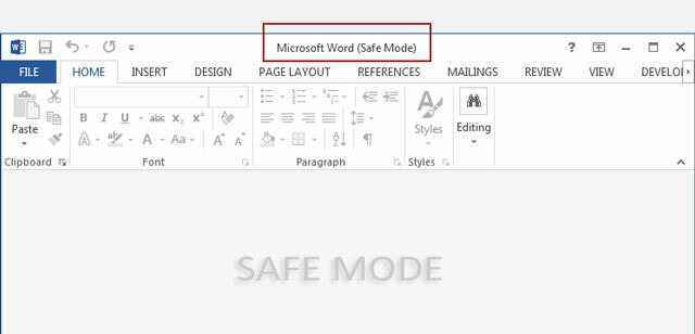 Modalità provvisoria di Microsoft Word