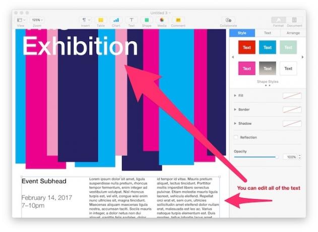 Come creare documenti e modelli di pagine impressionanti su Mac, modifica il testo