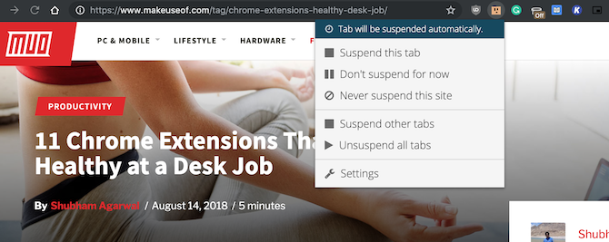 La grande estensione di Chrome per Suspender