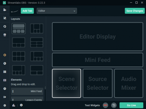 Streamlabs Modifica layout dell'editor