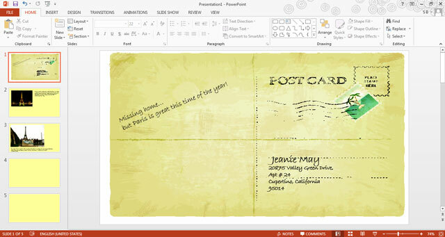 Cartolina di viaggio in PowerPoint