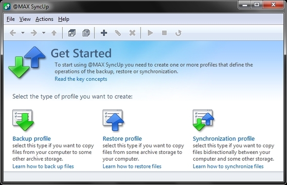 Backup, sincronizzazione e ripristino automatici dei file di Windows con @MAX SyncUp [Premi] Inizia