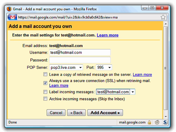 Come accedere ai messaggi e-mail di Hotmail dal proprio account Gmail gmailpopsettings