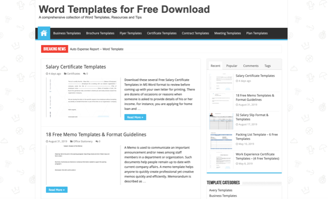 WordTemplates.org Modelli di parole