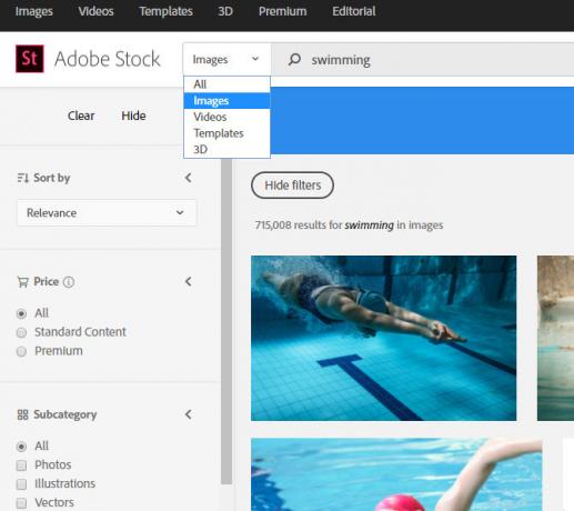 Filtri di ricerca di Adobe Stock