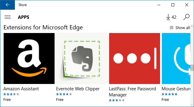 Estensioni di Microsoft Edge Windows Store