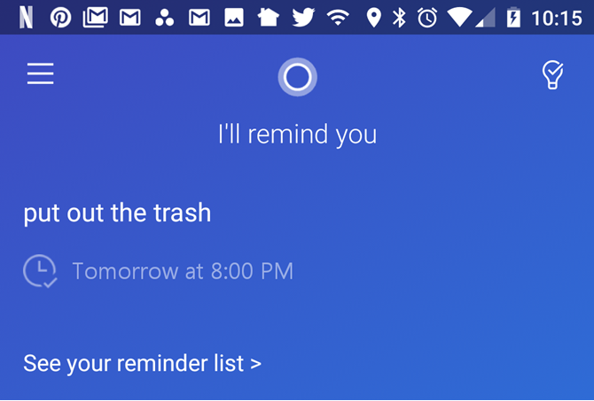 Aggiungi promemoria Cortana