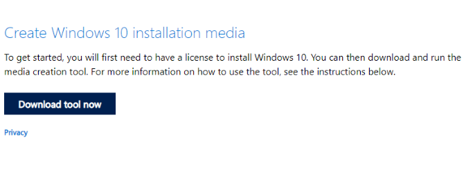 Scarica il supporto di installazione di Windows 10