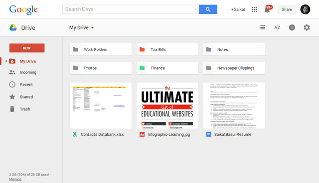 Google Drive: l'interfaccia utente