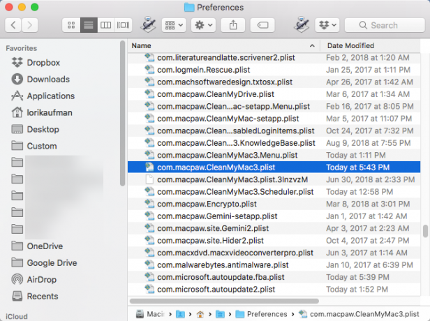 File PLIST nella cartella Preferenze su un Mac