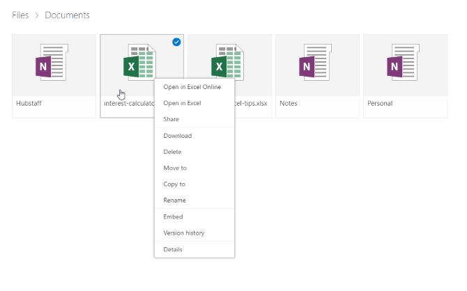 documenti onedrive fare clic con il tasto destro