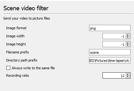 impostazioni vlc video time-lapse