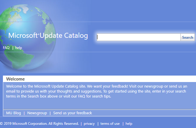 Home del catalogo di Microsoft Update