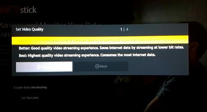 Configurazione di Amazon Fire TV Stick: imposta la qualità video per gestire i dati