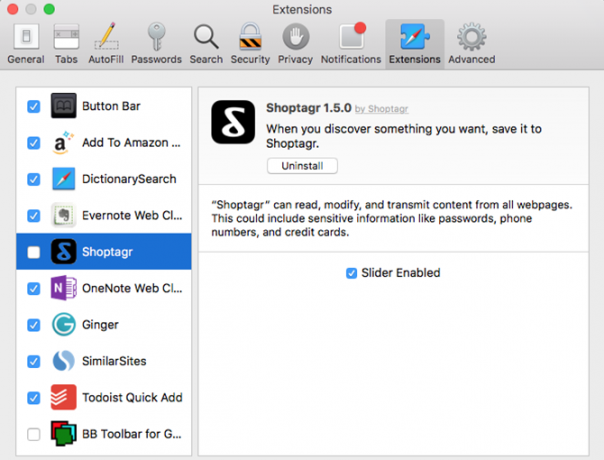 Safari Extensions Manager