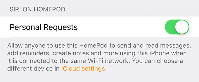 Richieste personali di HomePod