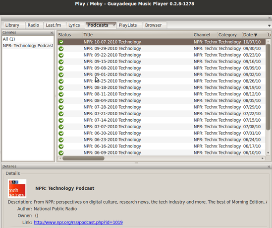 linux-Podcast-strumenti-Guayadeque interfaccia
