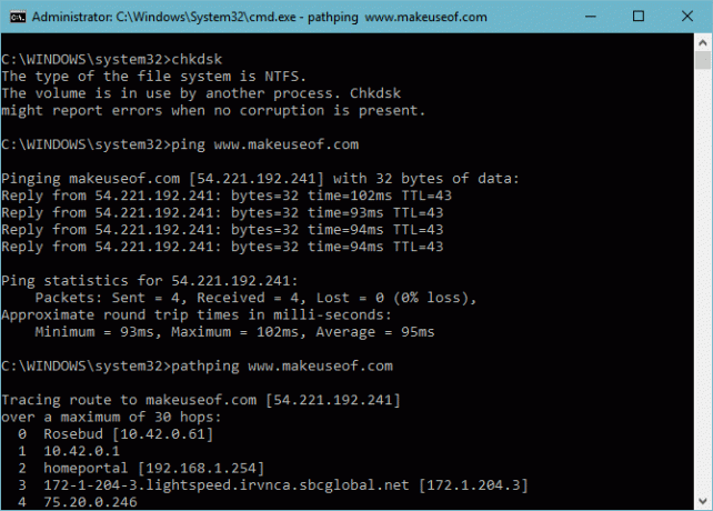 Comandi CMD di Windows essenziali che dovresti conoscere tracert di path ping