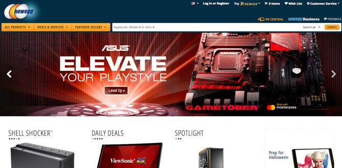 Screenshot di Newegg