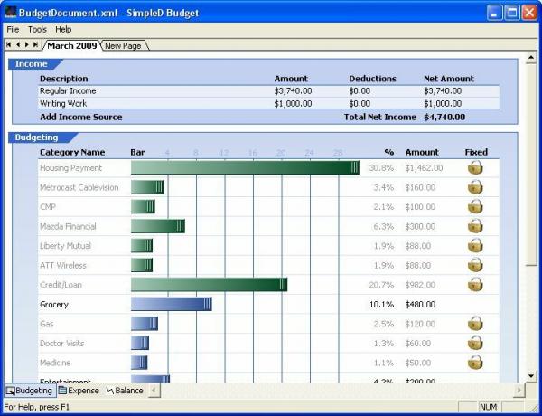 Budget SimpleD - Software gratuito per il monitoraggio del budget (Windows) simpled4b