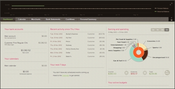 Ottieni le tue finanze in ordine con 9 strumenti Web finanziari PocketSmith Dashboard