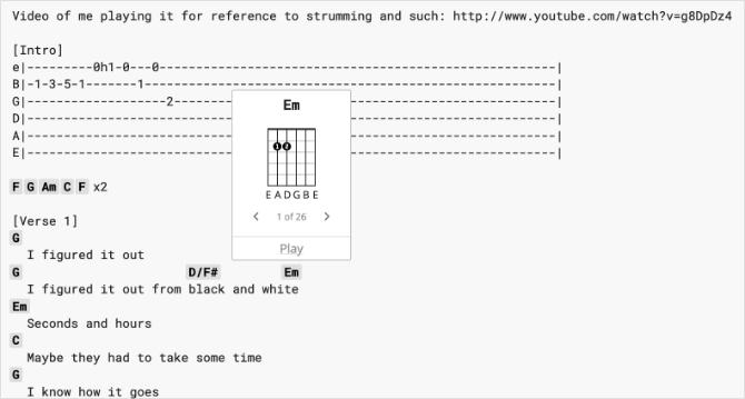 Sito Web per chitarra definitivo con You and I Guitar Chords