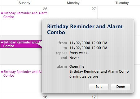 Allarmi di compleanno, Notifiche e-mail automatizzate e iCal [solo Mac] ical1