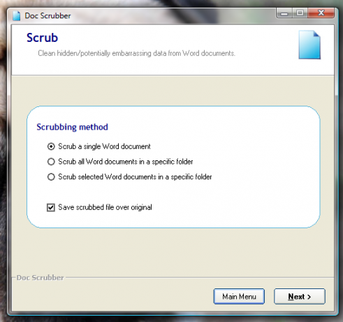 Come cancellare i metadati dai documenti di Word [Windows] opzioni di pulizia del docscrubber