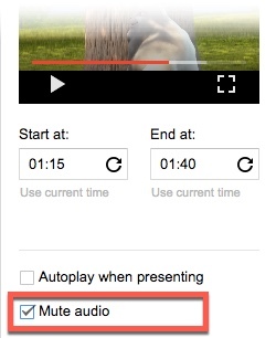 Disattiva l'audio in Presentazioni Google