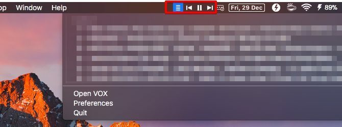 App della barra dei menu di vox-Mac