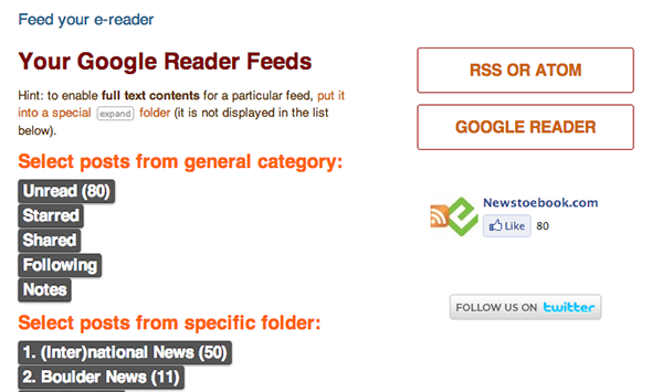 scarica il feed di Google Reader