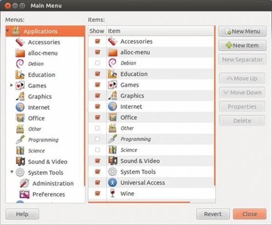 menu di sistema linux