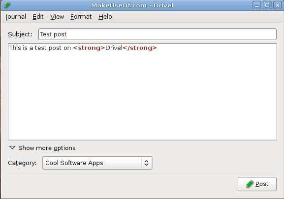 drivel - editor di blog livejournal ubuntu