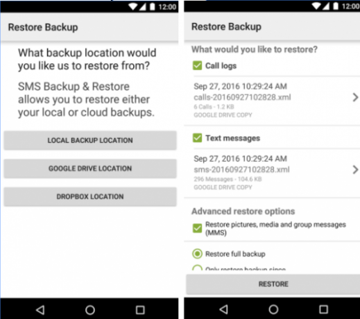 sms backup android