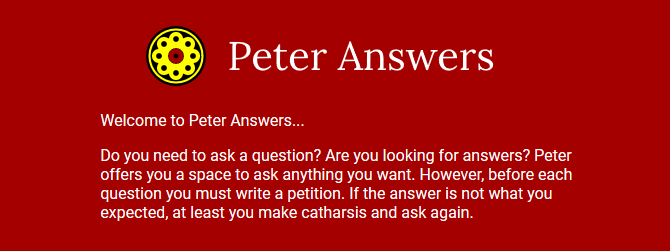 Schermata del sito Web di Peter Answers