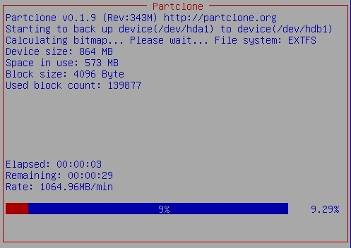 clonezilla clone process partclone dd