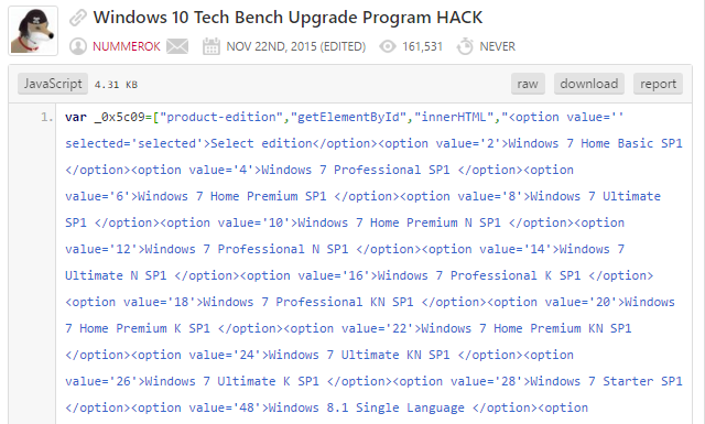 Programma di aggiornamento di Windows 10 Tech Bench HACK