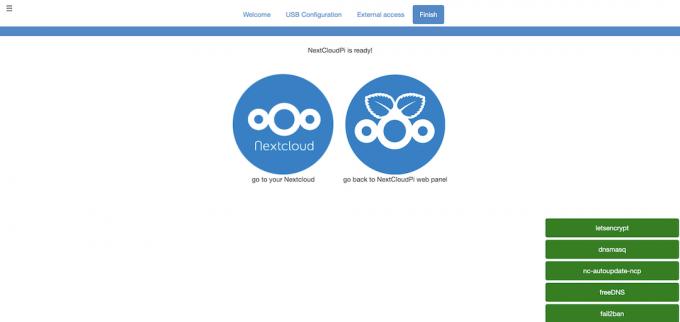 Accesso esterno alla procedura guidata NextCloudPi completato