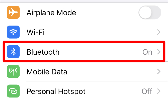 Opzione Bluetooth in Impostazioni iPhone