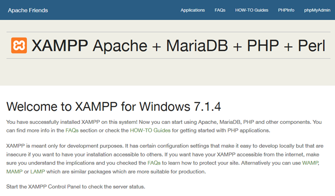 Pagina Web predefinita xampp