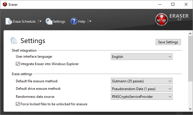 Questa è una schermata di uno dei migliori programmi Windows. Si chiama Eraser overwrite files