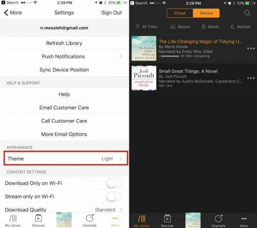 Queste app popolari supportano la modalità notturna su iOS Audible NightMode e1496342496530