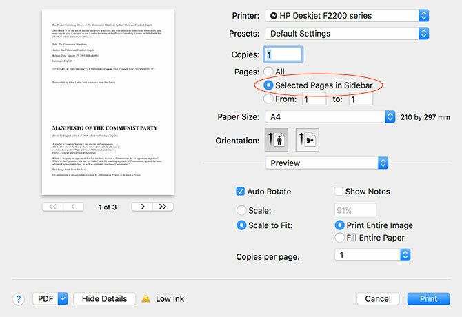 Come creare, unire, dividere e marcare i documenti PDF su un Mac stampare le pagine selezionate