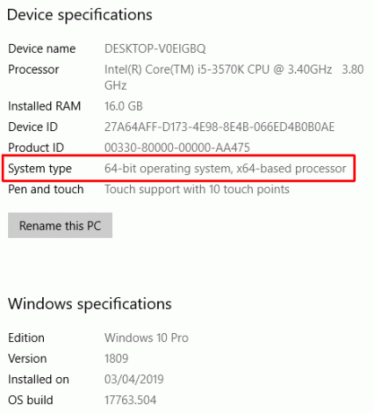 informazioni sul sistema windows