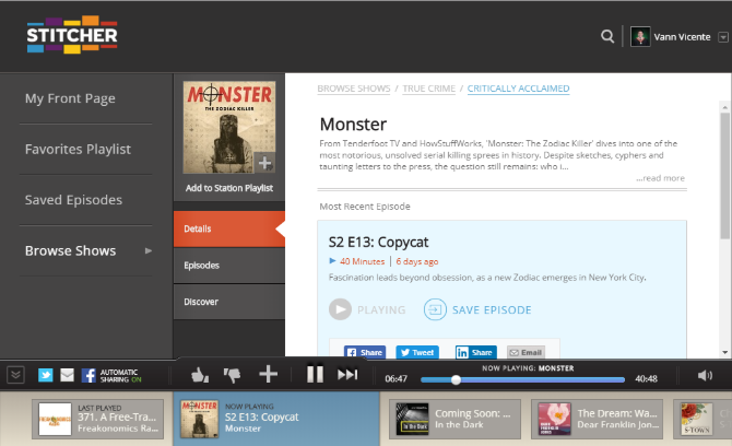 Stitcher Radio Web App