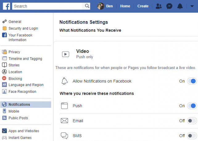 Facebook Disattiva Notifiche video live