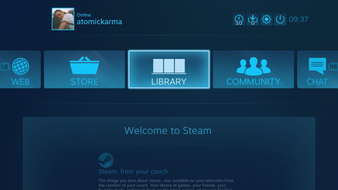 interfaccia del dispositivo steam link