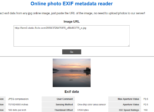 estrarre dati exif online